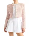 Balmain Tweed Blazer In Nylon-cotton Blend With Cupro Lining In Pink