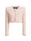 Balmain Tweed Blazer In Nylon-cotton Blend With Cupro Lining In Pink
