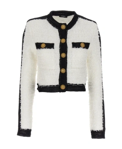 BALMAIN BALMAIN BUTTONED CROPPED TWEED JACKET