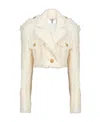 Balmain Cotton-blend Tweed Cropped Jacket In White