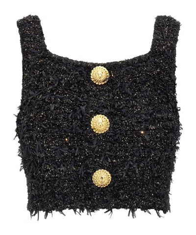 BALMAIN BALMAIN CROPPED TWEED TOP