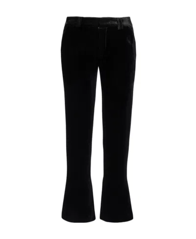 Balmain Cropped Velvet Trousers In Black