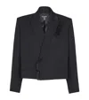 Balmain Cropped Wool Blazer In Black