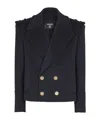 Balmain Virgin Wool-cashmere Reefer Jacket In Blue