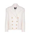 Balmain White Double-breasted Coat In White