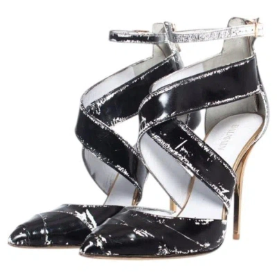Pre-owned Balmain , Cross Strap Ankle Heels In Black