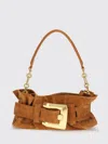 Balmain Leather Shoulder Bag In Brown
