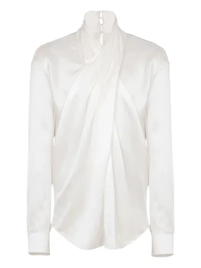 BALMAIN BALMAIN CROSSED FLUID SILK SHIRT