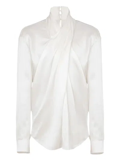 BALMAIN BALMAIN CROSSED FLUID SILK SHIRT CLOTHING