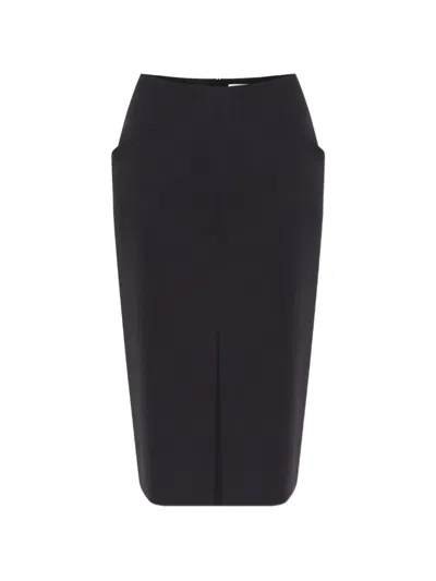 Balmain Cross-over Front-slit Midi Skirt In Black