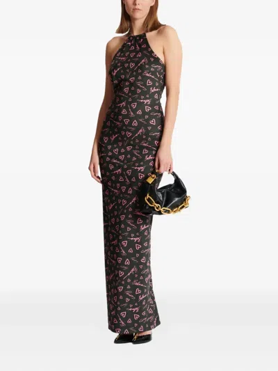 Balmain Crush-print Maxi Dress In Multi