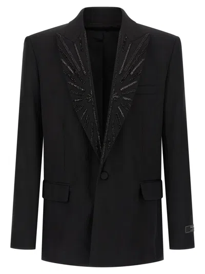 Balmain Crystal Blazer Black In Multi