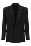 Balmain Crystal Blazer Single Breasted Tailored Jacket In Black