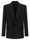 Balmain Crystal Blazer Single Breasted Tailored Jacket In Black