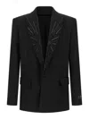 Balmain Crystal Blazer Single Breasted Tailored Jacket In Black
