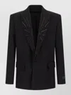 Balmain Crystal Blazer Single Breasted Tailored Jacket In Black