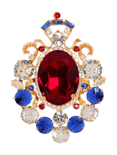 Balmain Crystal-embellished Brooch In Gold