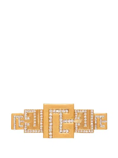 Balmain Crystal-embellished Brooch In Brown