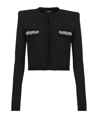 BALMAIN CRYSTAL-EMBELLISHED CARDIGAN