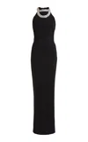 Balmain Crystal-embellished Open-back Velvet Gown In Black