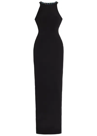 Balmain Crystal-embellished Crepe Gown In Multi