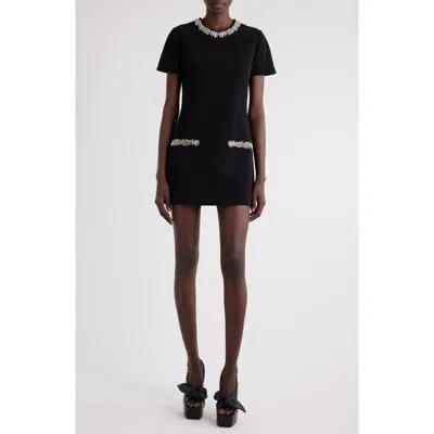 Balmain Short-sleeve Embroidered Collar And Pocket Mini Dress In Black