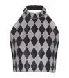 Balmain Diamond Print Crystal Embellished Top In Black