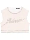 Balmain Crystal-embellished Cropped Top In Pink