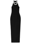 Balmain Crystal-embellished Open-back Velvet Gown In Black