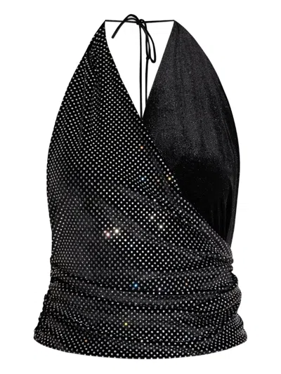 BALMAIN CRYSTAL-EMBELLISHED HALTERNECK TOP