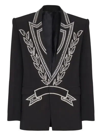 Balmain Crystal-embellished Jacket In Black