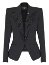 Balmain Crystal Embellished-lapels Blazer In Black