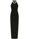 Balmain Crystal-embellished Open-back Velvet Gown In Black