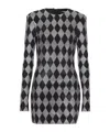Balmain Embellished Diamond Mini Dress In Black