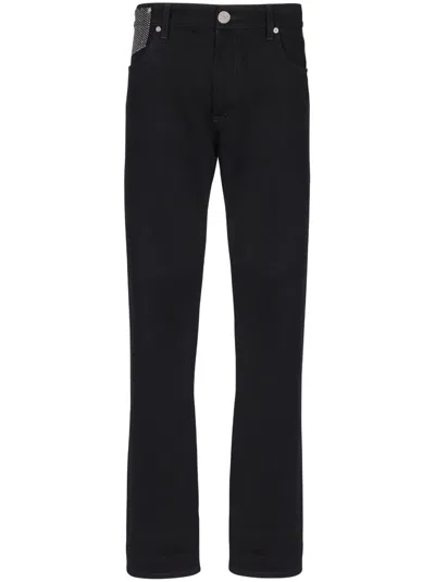 BALMAIN CRYSTAL-EMBELLISHED STRAIGHT-LEG JEANS