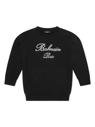 Balmain Kids' Crystal-embellished Sweatshirt In Black