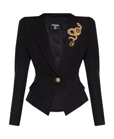 Balmain Crystal-embellished Tailored Blazer In Black