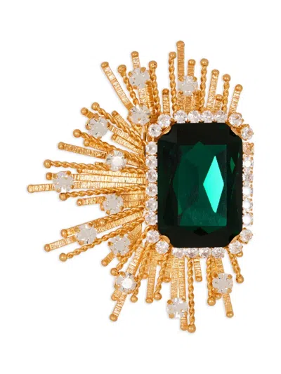 Balmain Crystal-embellishment Brooch In Gold