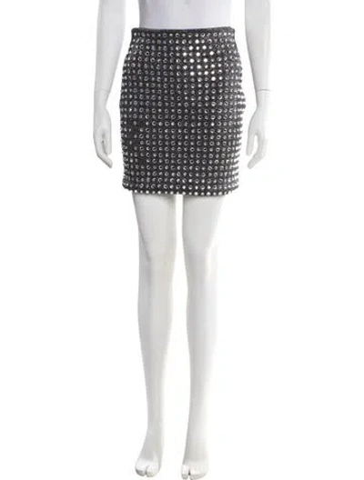 Pre-owned Balmain Crystal Embellishments Mini Skirt In Grey/metallic/silver