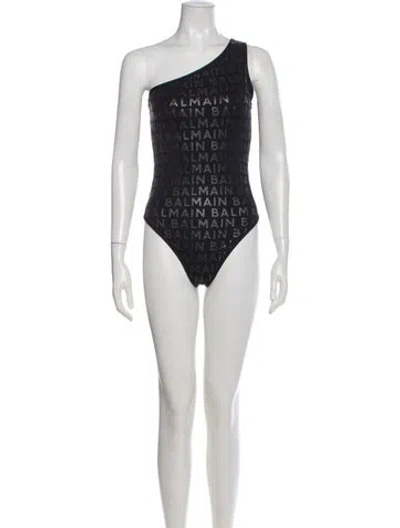 Pre-owned Balmain Crystal Embellishments One-piece W/ Tags In Black