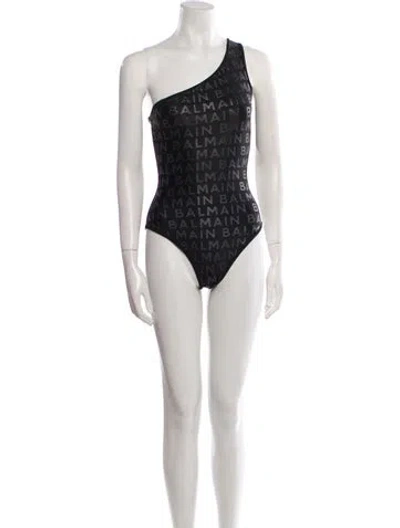 Pre-owned Balmain Crystal Embellishments One-piece W/ Tags In Black