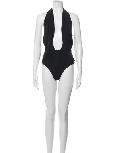 Pre-owned Balmain Crystal Embellishments One-piece W/ Tags In Black
