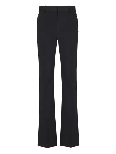 Balmain Crystal-embroidered Wool Trousers In Black