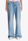 Balmain Crystal Logo Patch Straight Jeans
