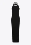 Balmain Crystal Neck Maxi Dress