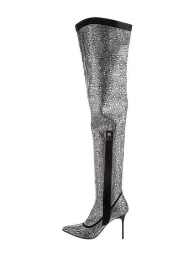 Pre-owned Balmain Crystal Patterned Boots In Silver