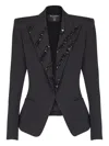 Balmain Crystal Six-button Jacket In Black