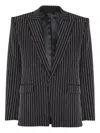 Balmain Crystal-striped Single-button Jacket In Black