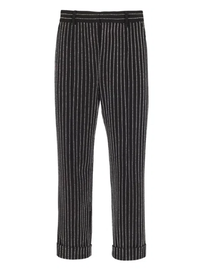 Balmain Crystal-stripes Trousers In Black