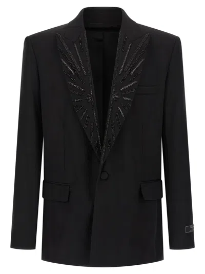 Balmain Crystal-embellished Blazer In Black
